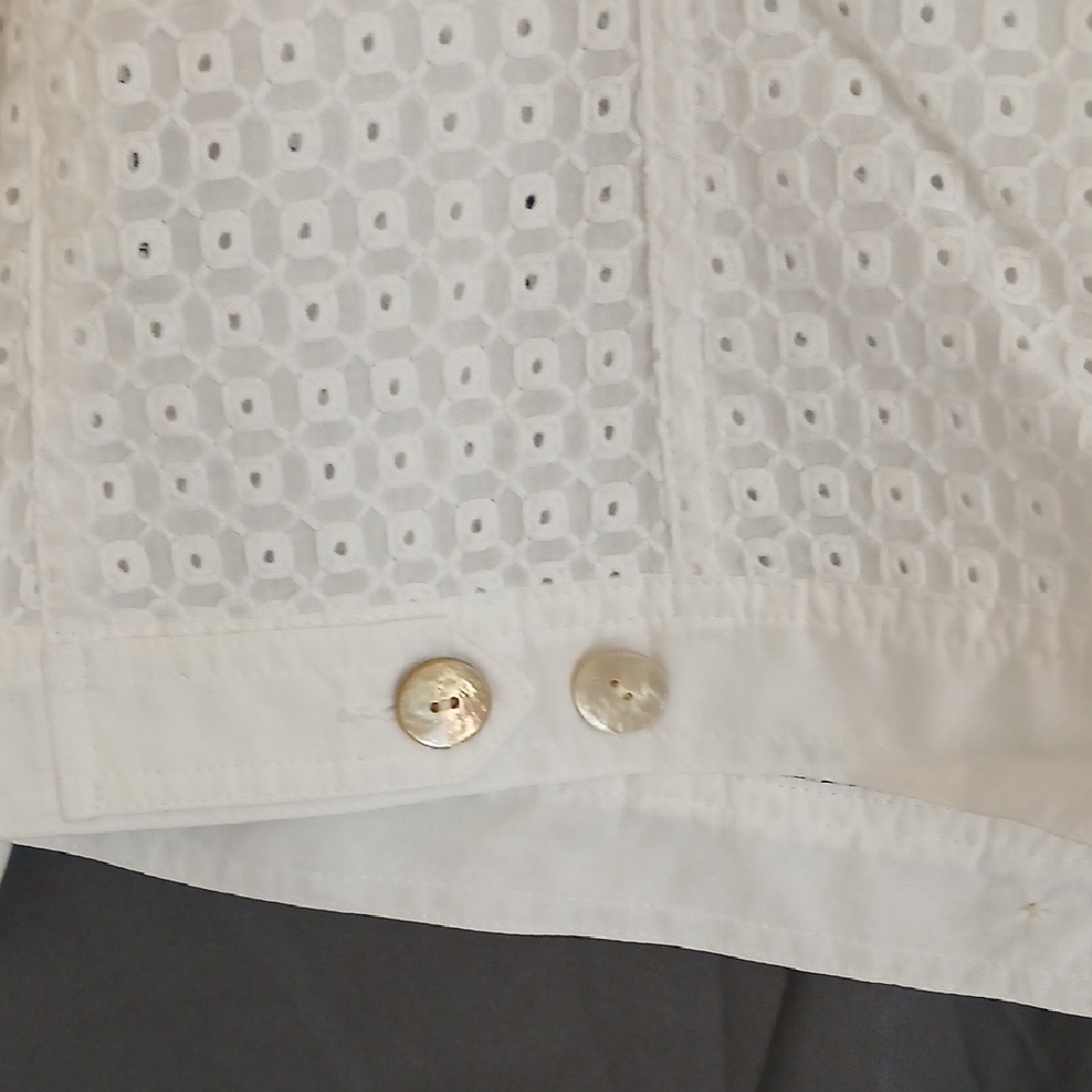 Ruby Rd. White Eyelet Jean Jacket - Picture 7 of 8